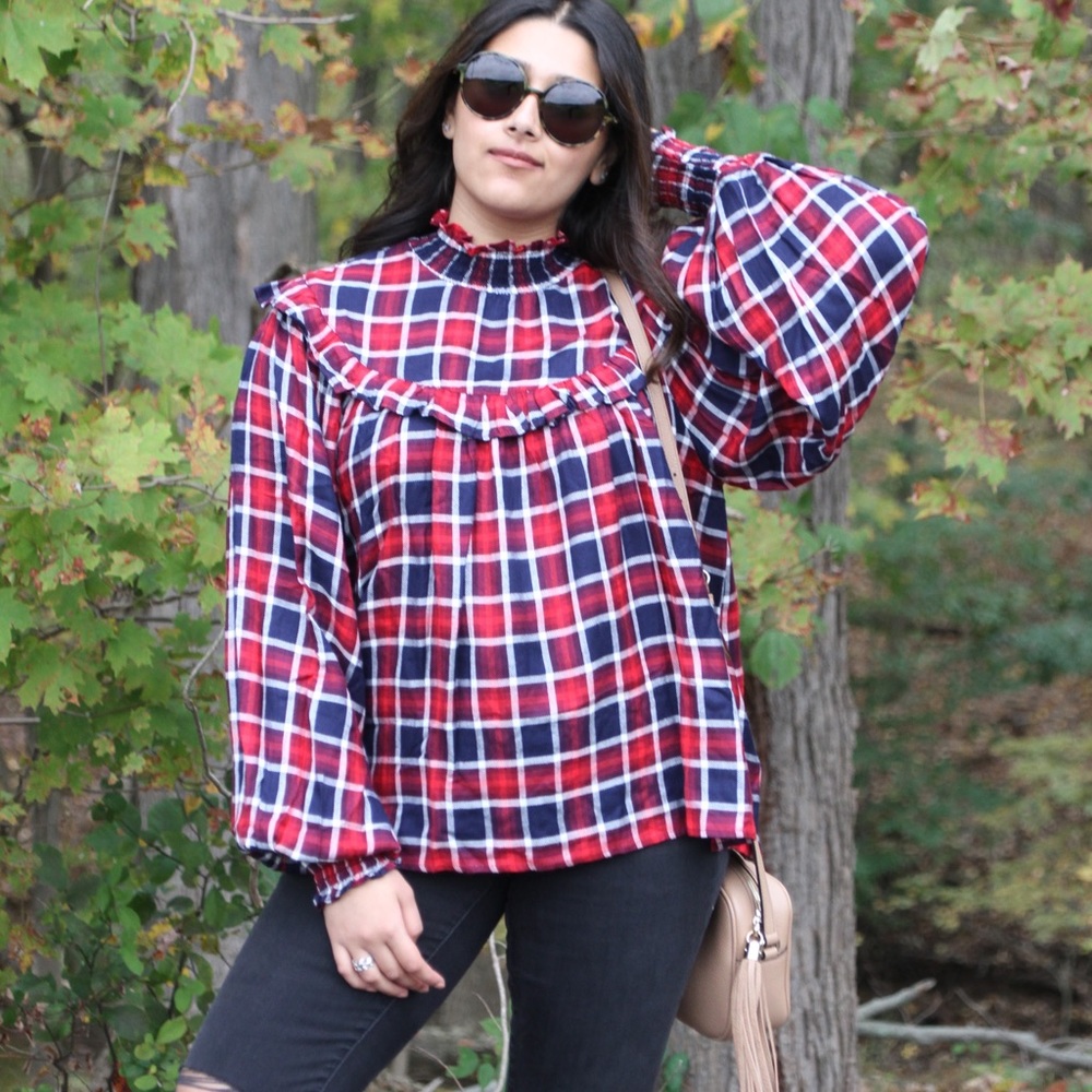 Plaid Free People Top